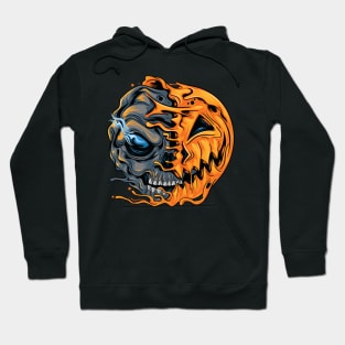 Spooky Pumpkin Skull Halloween Simple Costume Gift Hoodie